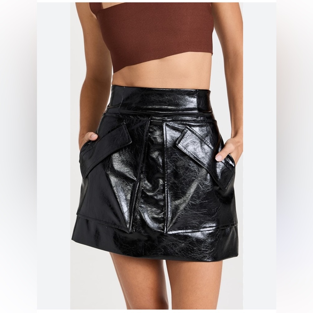 Aknvas - High Shine Faux Leather Cherry Mini Skirt - size 0 - Excellent Cond.